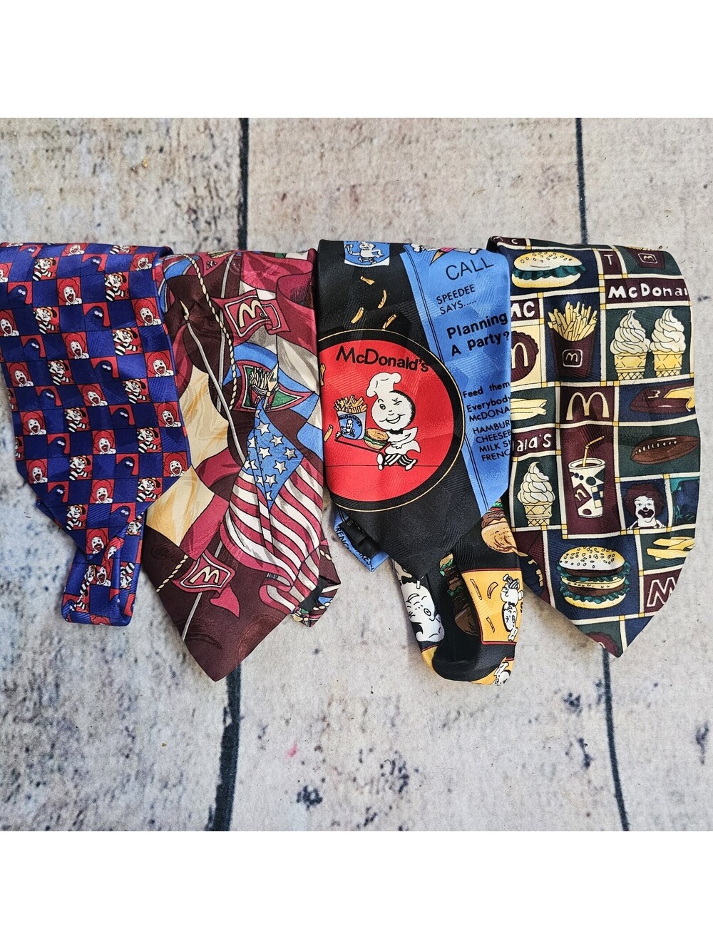McDonald's mens designer silk neck ties multicolor 4 piece lot